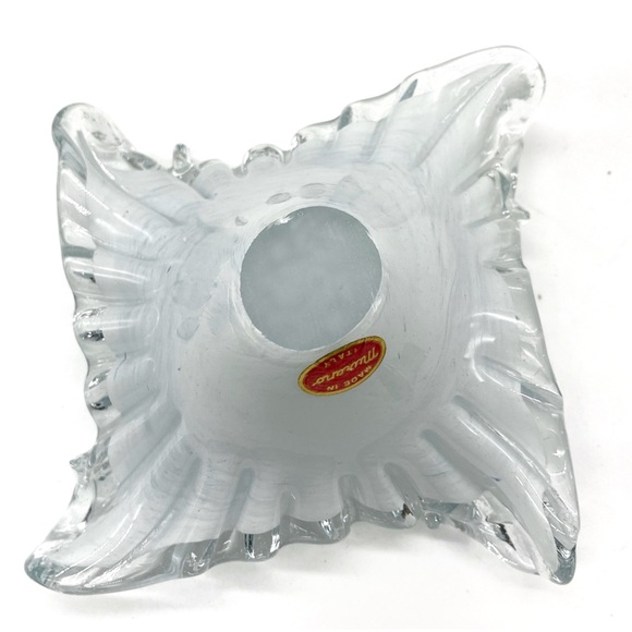 Vintage Murano Candy Dish Trinket Ashtray MCM Clear White Made In Italy Glass - Picture 4 of 5